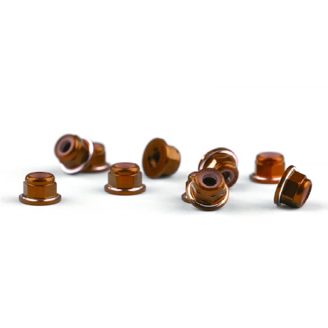 Avid Ringer - Orange aluminium M3 flanged locknuts (10 pcs)