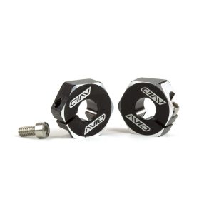 Black aluminium 12mm clamping wheel hexs - 5mm wide (Associated B7 or B74.2)