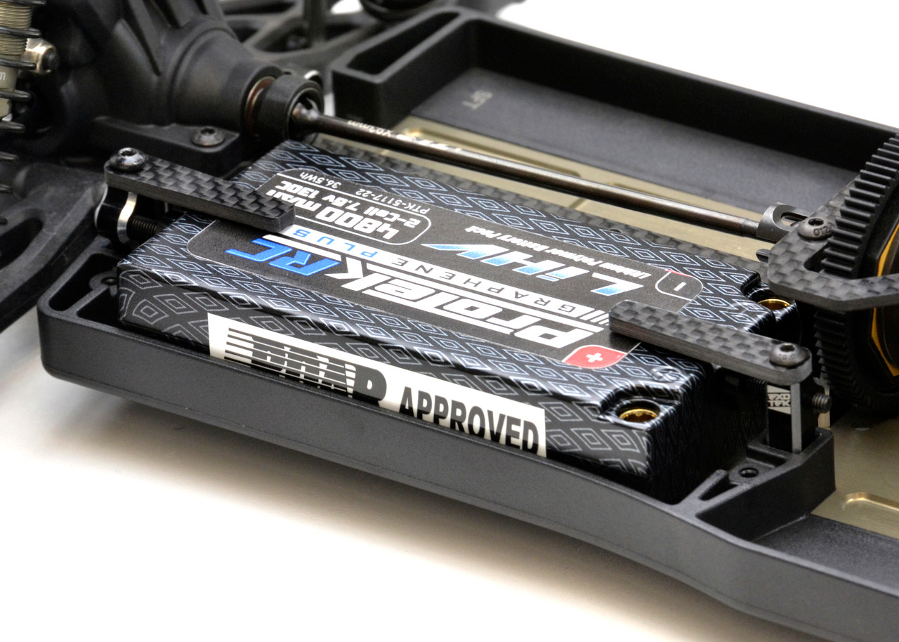 Black 7075 aluminium LIPO battery mounts with carbon tabs - shorty or LCG (TLR 22X-4) - Image 3