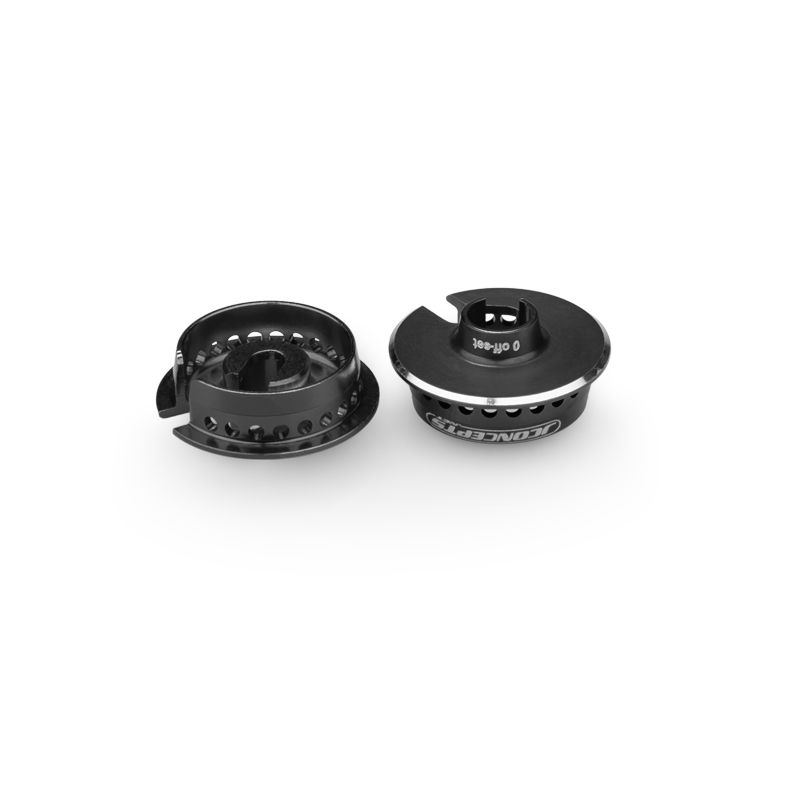 Fin - Black aluminium 13mm spring cups - 0mm offset - pr (Associated B6.4, B7, B74.2, T6.4 or SC6.4)