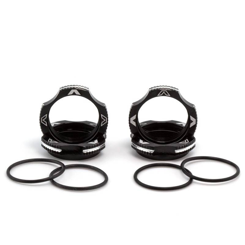 Ringer - Black Aluminium 13mm collar set - for 12mm springs - 4 pcs (AE, TLR or Schumacher 13mm shocks)