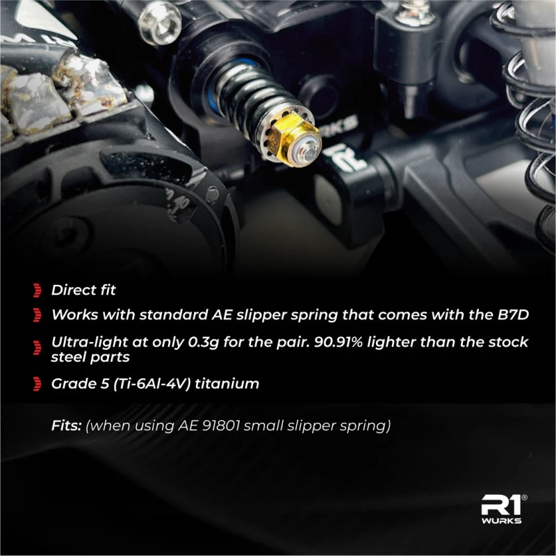 R1 Wurks - Titanium slipper spring adapter set - pr (AE B7, B6, T6, SC6) - Image 5