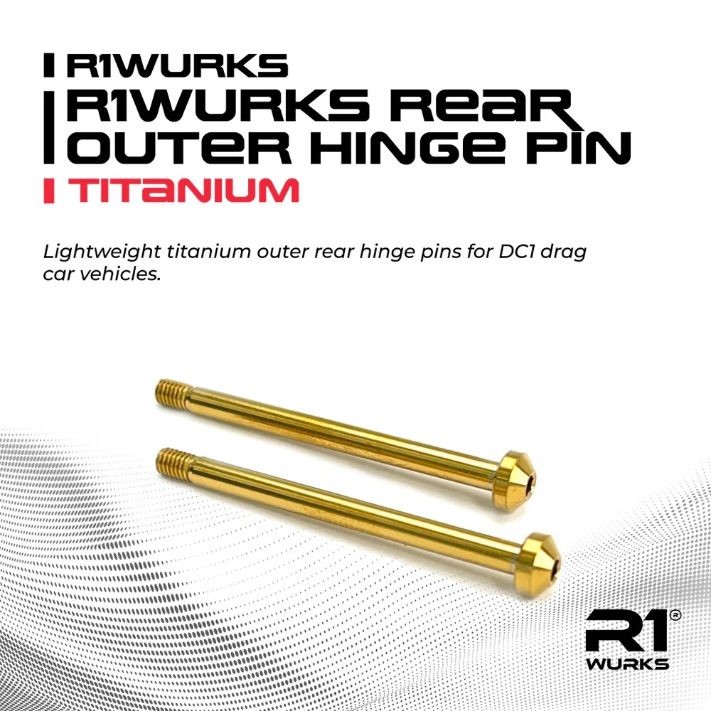 R1 Wurks - Titanium Nitride Coated rear outer hinge pin screws - pr (AE B6, T6, SC6, B74, B7 or R1 DC1) - Image 2