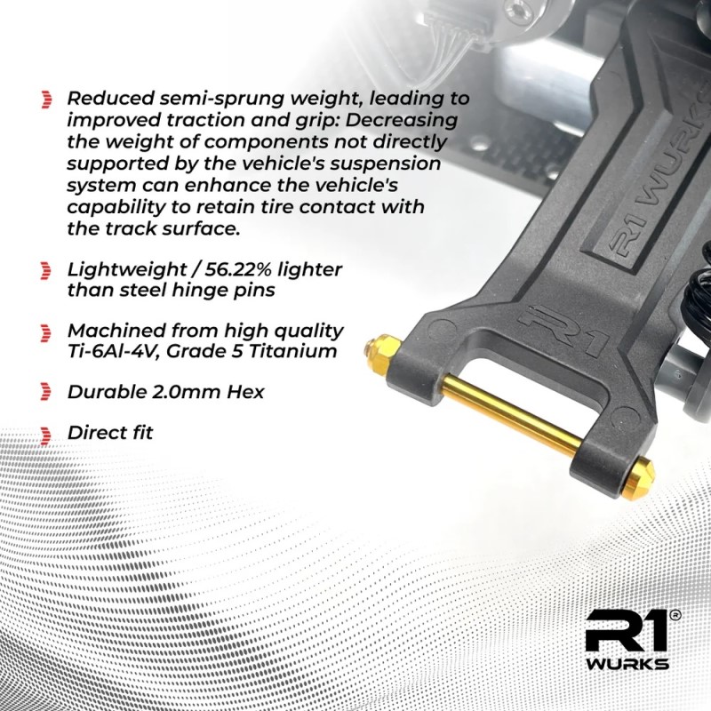 R1 Wurks - Titanium Nitride Coated rear outer hinge pin screws - pr (AE B6, T6, SC6, B74, B7 or R1 DC1) - Image 4