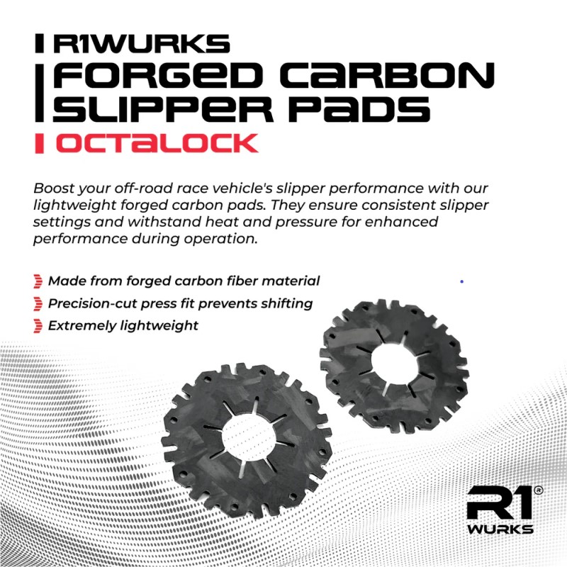 R1 Wurks - Forged Carbon Octalock 19mm inner slipper pads - pr (Associated B6, B7, B74.2) - Image 2
