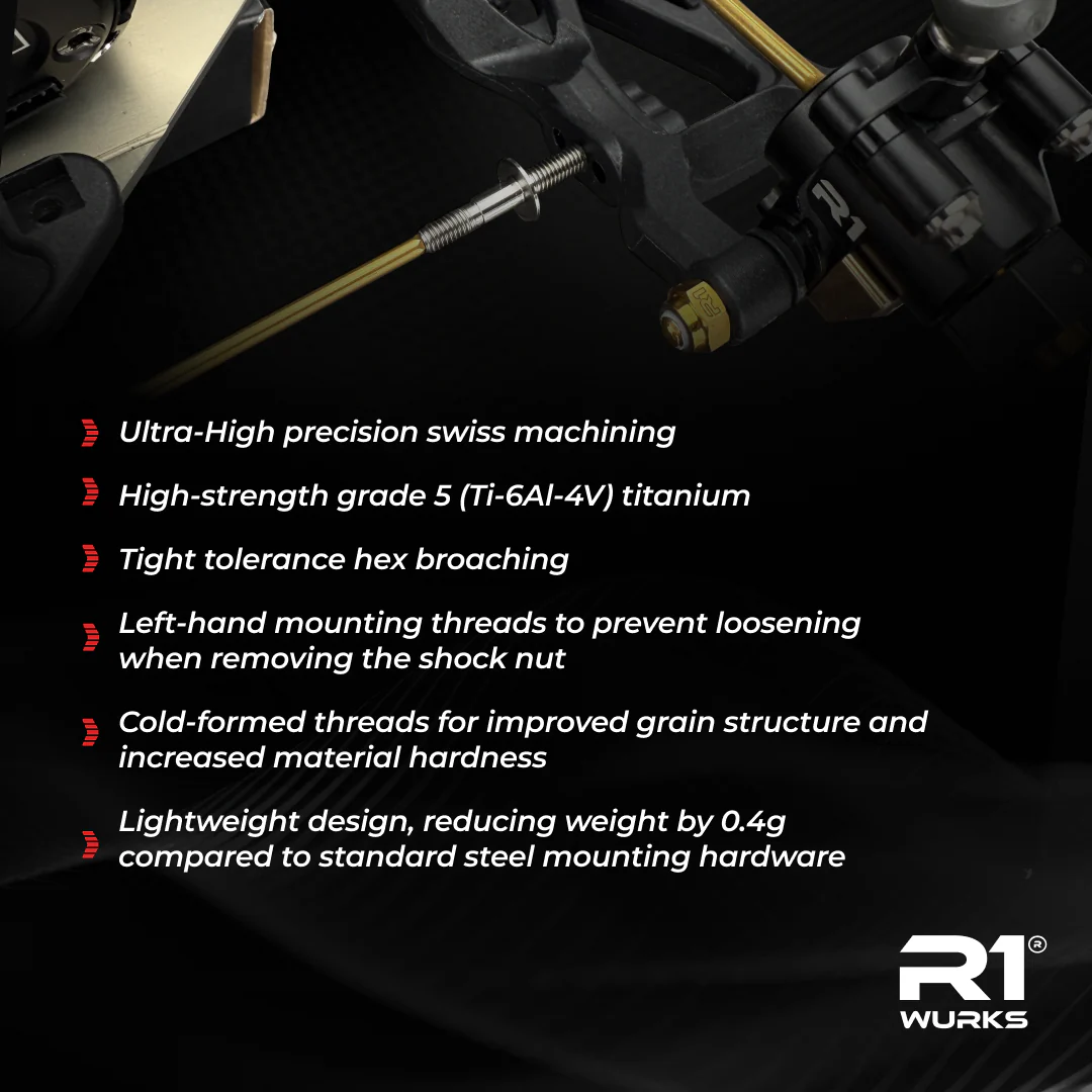 R1 Wurks - Titanium rear lower shock mounts - pr (all AE or R1 off road buggies or trucks) - Image 3