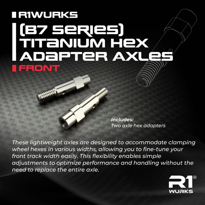 R1 Wurks - Titanium hex adaptor front axles - pr (AE B7 or R1 R1B)