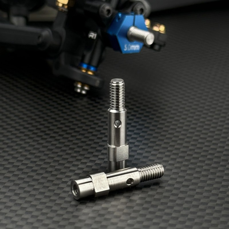 R1 Wurks - Titanium hex adaptor front axles - pr (AE B7 or R1 R1B) - Image 2