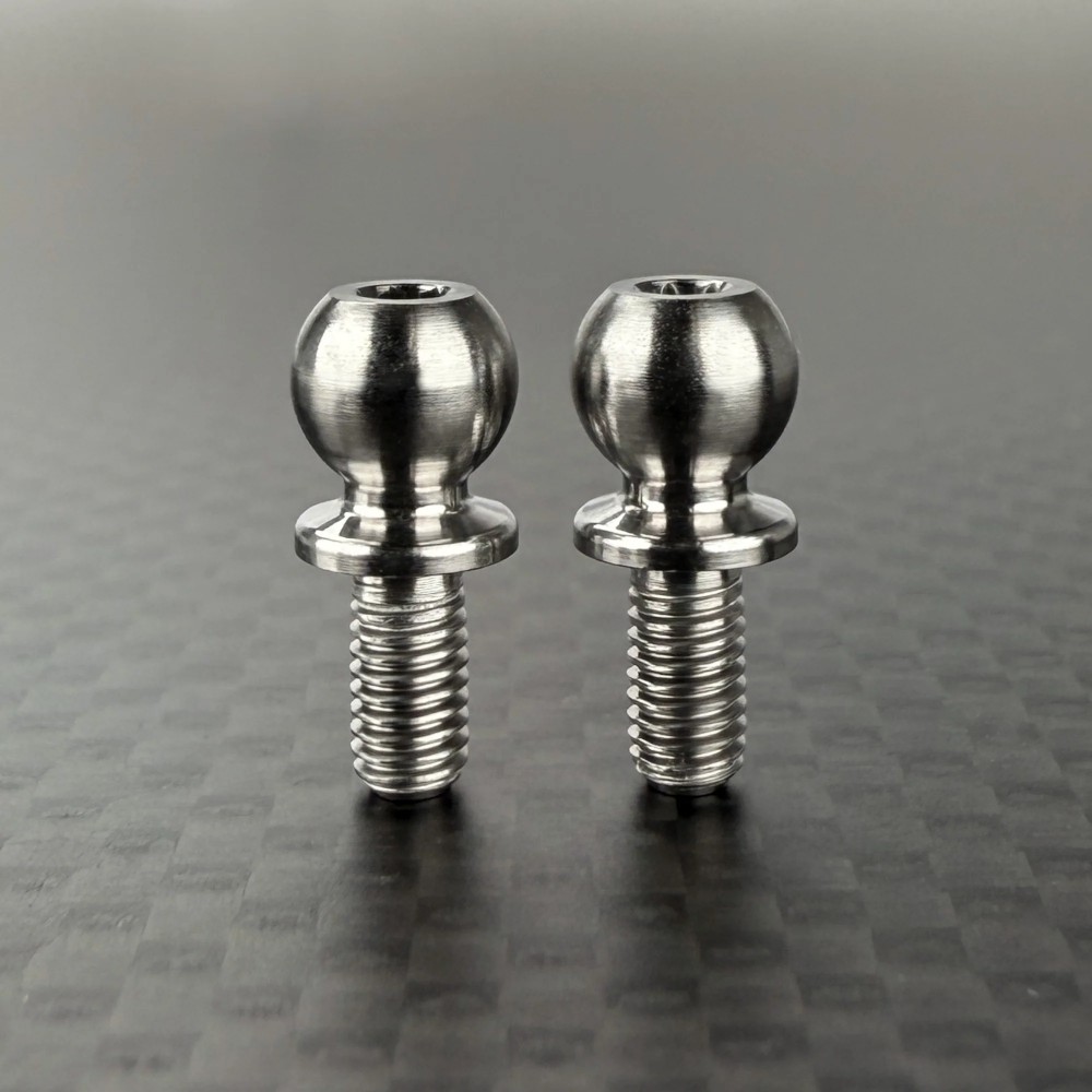 R1 Wurks - Titanium 5.5mm ballstuds - minus 1mm - 6mm thread - pr (AE B6, B7, T6, SC6, B74 and R1 DC1)