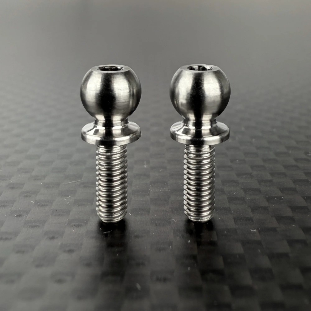 R1 Wurks - Titanium 5.5mm ballstuds - minus 1mm - 8mm thread - pr (AE B6, B7, T6, SC6, B74 and R1 DC1)