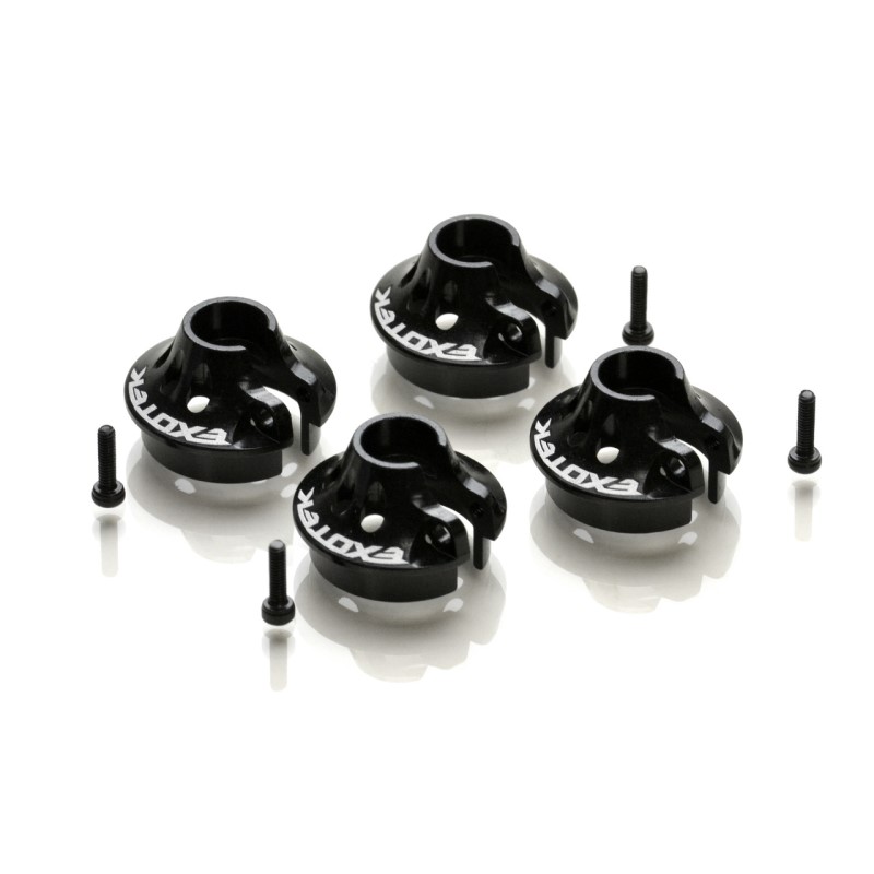 Black 7075 Aluminium clamping spring perches - 4 pcs (Hot Bodies D817, E819, E8 or D8)