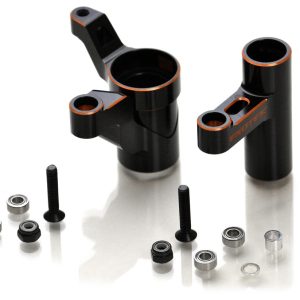 Dual Black and Orange 7075 Aluminium HD steering bellcranks (Hot Bodies D819, E819, E8 or D8)
