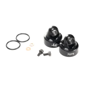 Black 7075 hard coated aluminium bleeder shock caps – pr (all EMB, BHC1 or LC12B1)