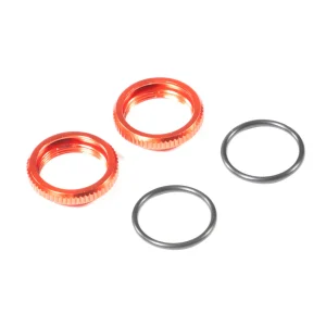 Red aluminium 13mm adjustable shock nuts – pr (LC10B5v2)