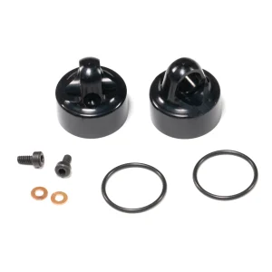 Black 7075-T6 aluminium hard coated 13mm shock bleeder caps – pr (LC10B5v2)