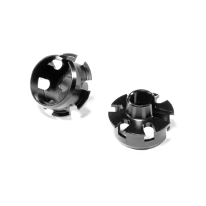 Black aluminium lightened 13mm shock spring retainer cups – pr (LC10B5v2)