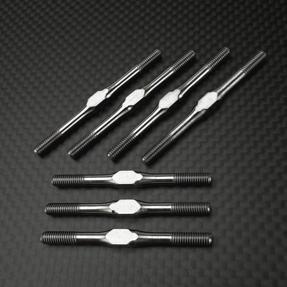 R1 Wurks – Titanium M3.5 turnbuckle set – natural finish – 7 pcs (TLR 22X-4)