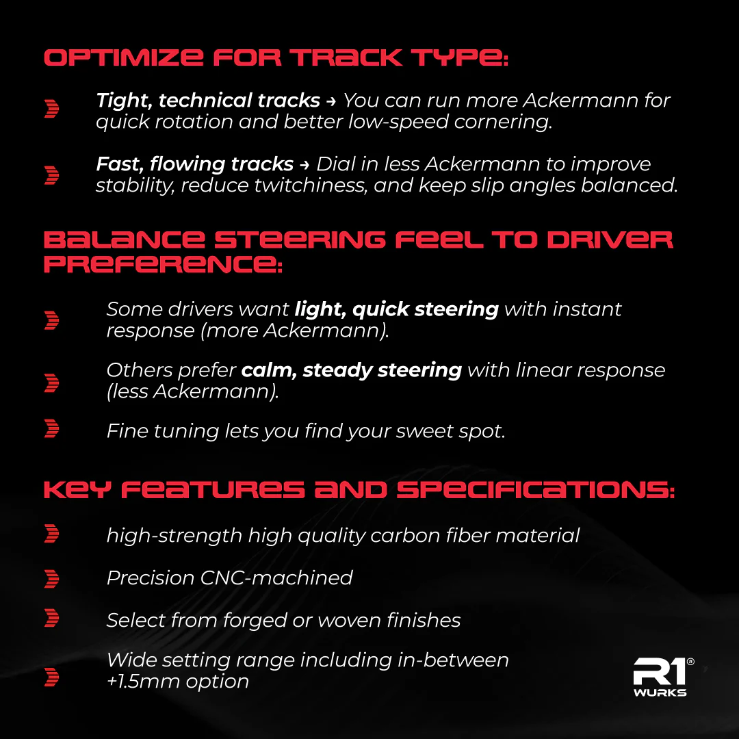 R1 Wurks – Carbon fibre steering ackerman plates – +0mm High Traction (AE B84) - Image 3