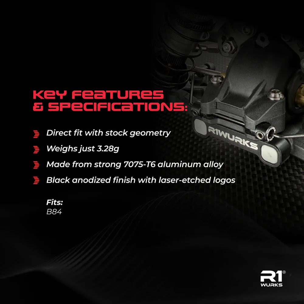 R1 Wurks – Black aluminium front arm mount – A block (AE B84) - Image 2