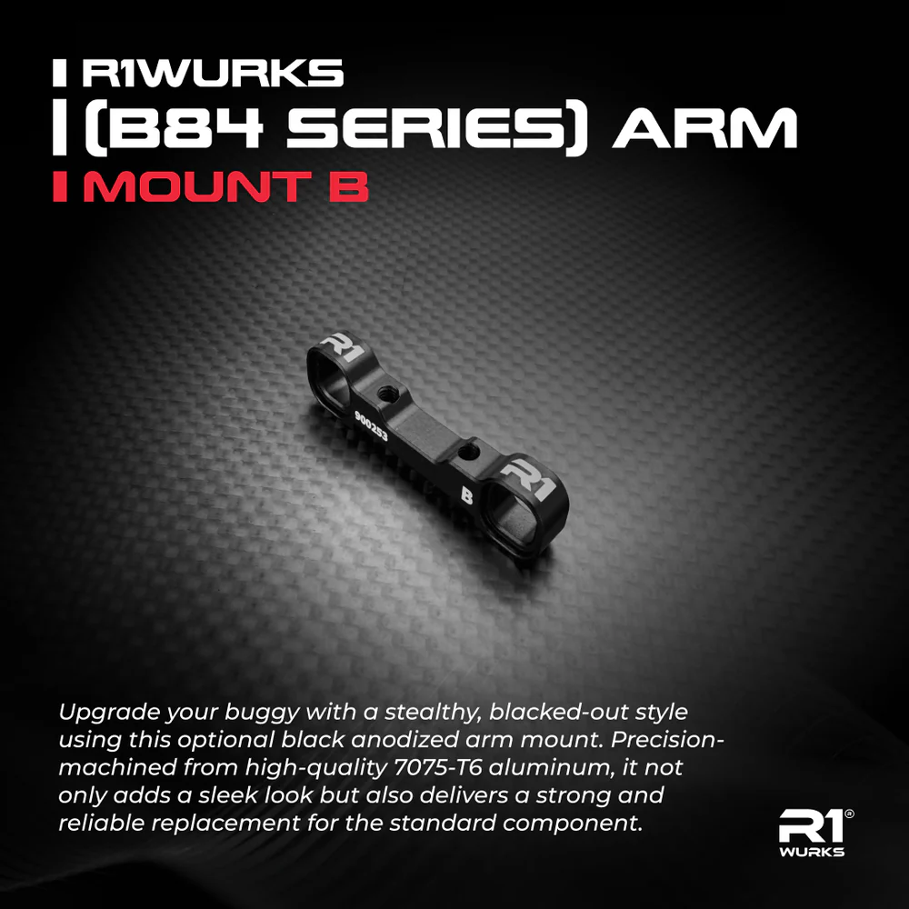 R1 Wurks – Black aluminium front arm mount – B block (AE B84)