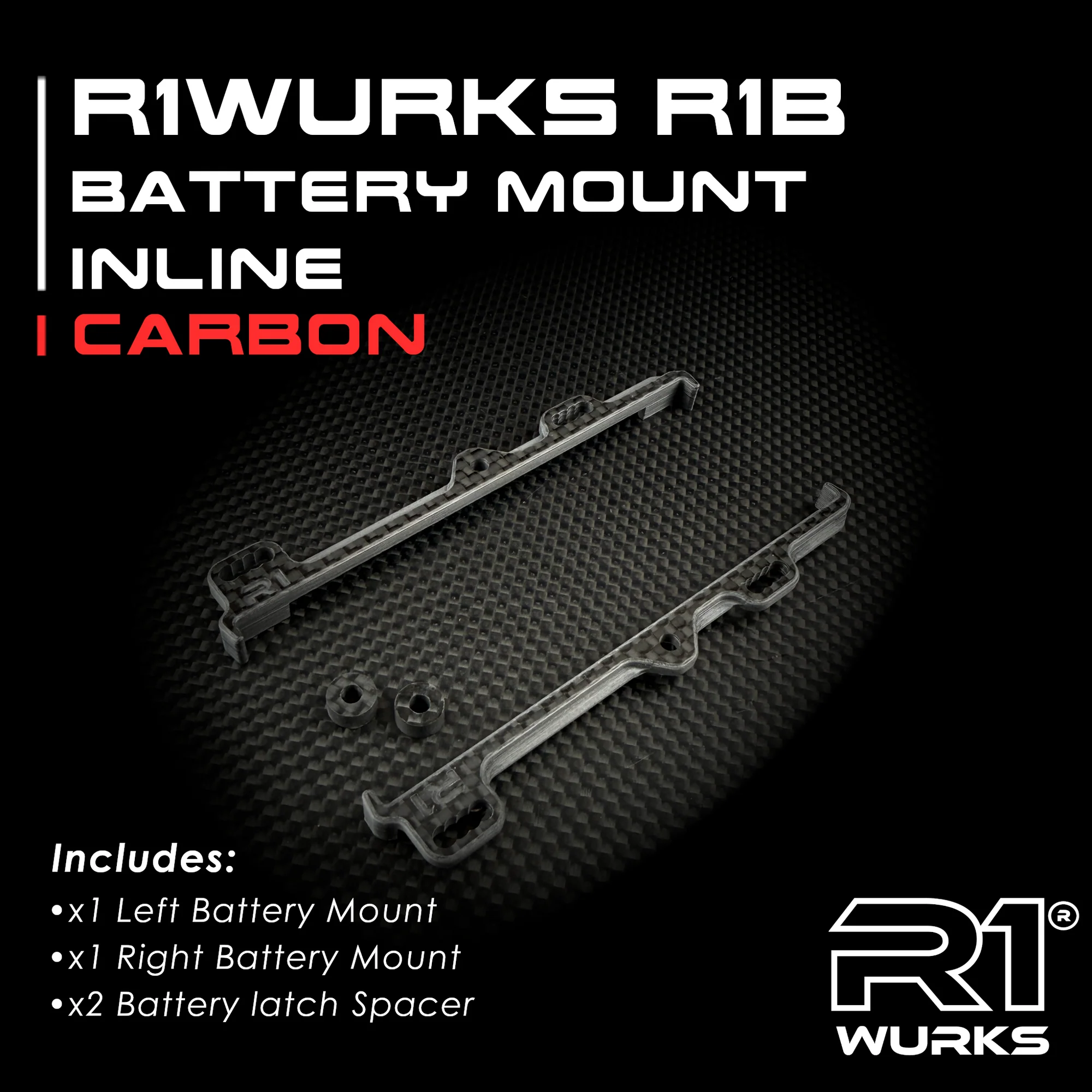 R1 Wurks - Carbon fibre battery mounts - inline (R1B) - Image 2