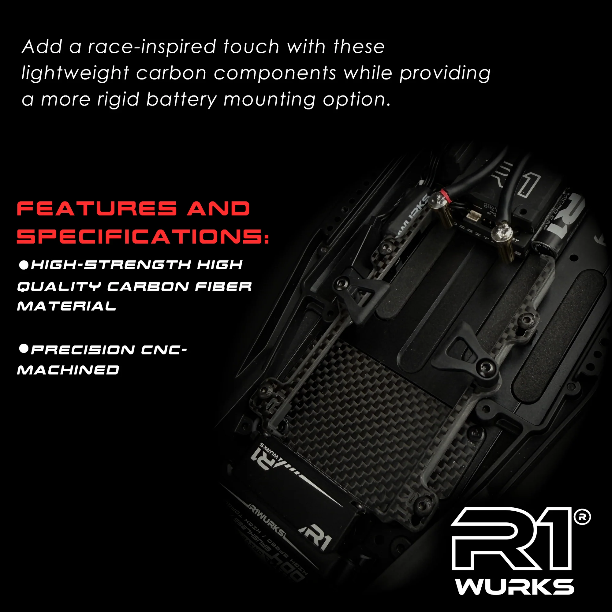 R1 Wurks - Carbon fibre battery mounts - inline (R1B) - Image 3