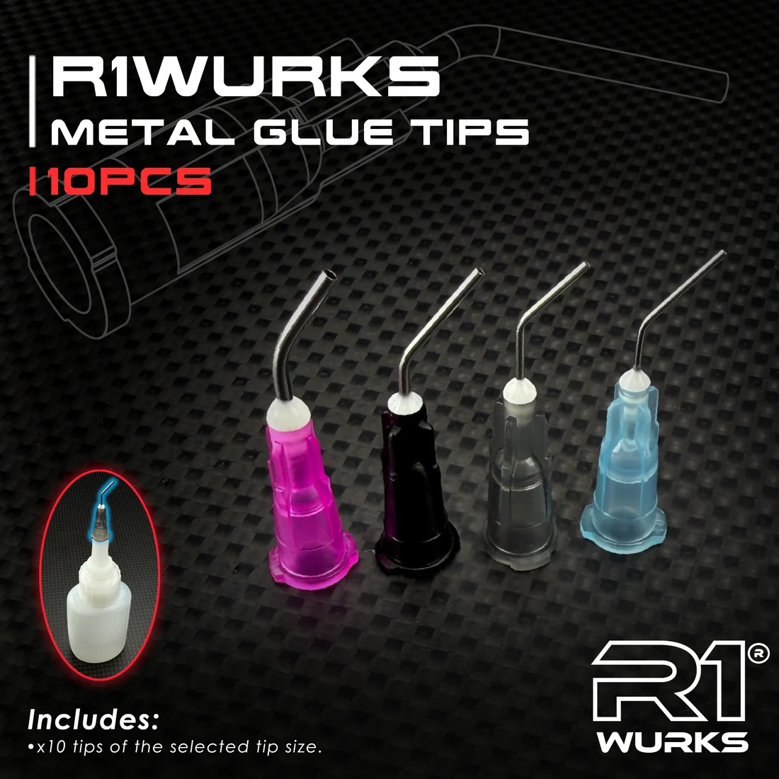 R1 Wurks – metal glue tips - thick - pink (10 pcs) - Image 2
