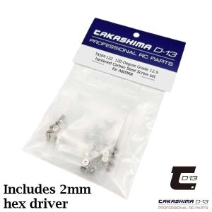 Takashima Carbon Steel Grade 12.9 120deg flat head full screw set for steel chassis – inc 2mm tool (Xray X4’26)