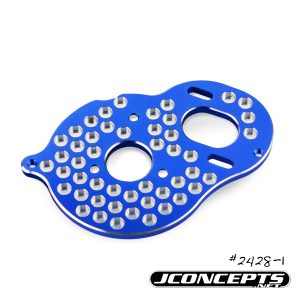 Blue aluminium honeycomb motor plate - 3 gear (Associated B5M, T5M or SC5M) (D)