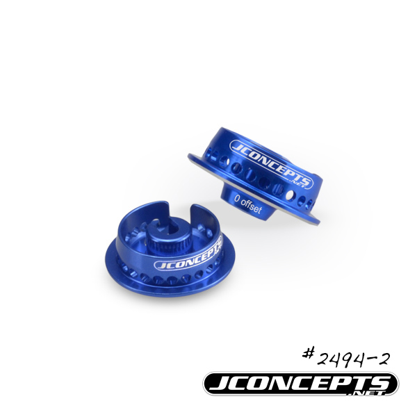 FIN - Blue aluminium 0mm offset spring cups - pr (Associated B6 or B6D)