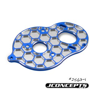 Blue aluminium honeycomb motor plate - 3 gear stand up (Associated B6 or B6D)