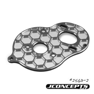 Black aluminium honeycomb motor plate - 3 gear stand up (Associated B6 or B6D)