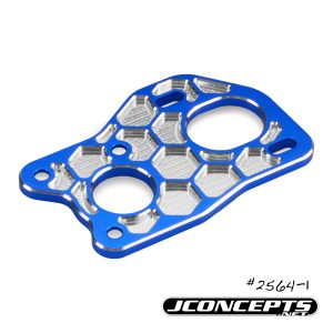 Blue aluminium honeycomb motor plate - 3 gear laydown (Associated B6 or B6D)