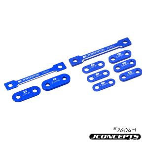 Blue aluminium laydown transmission shim set - 1mm and 2mm (Associated B6)