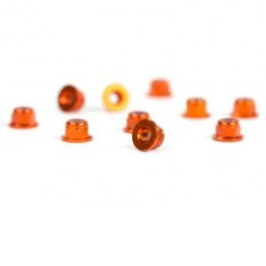 M3 orange aluminium flanged locknuts (10 pcs)