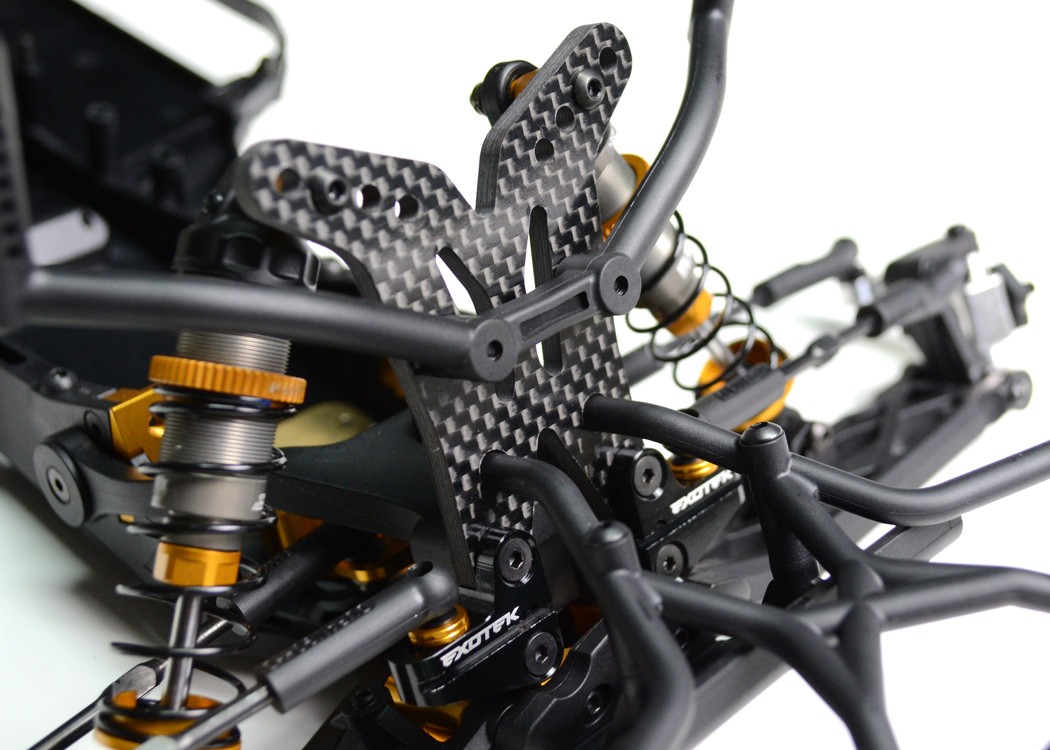 Carbon fibre 4mm front shock tower with black alloy camber mounts (Durango DESC210)