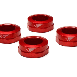 Red alloy Big Bore top shock cap sleeves - 4 (Kyosho Ultima RB6)