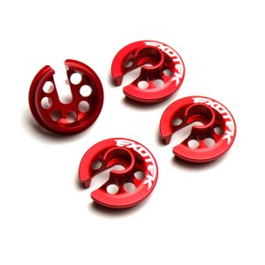 Red alloy Big Bore shock spring perches - 4 (Kyosho Ultima RB6 or Lazer ZX5)