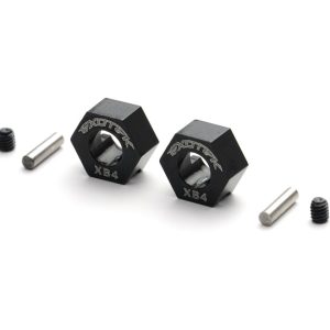 Black alloy 9mm front wheel hexs - for B44.2 wheels - pr (Xray XB4)