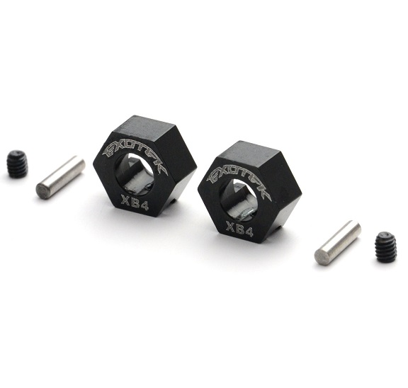 Black alloy 9mm front wheel hexs - for B44.2 wheels - pr (Xray XB4)