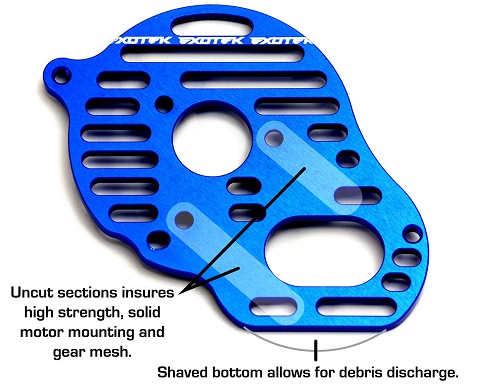 Black aluminium Flite vented motor plate (Associated B5, B5M, T5M or SC5M)