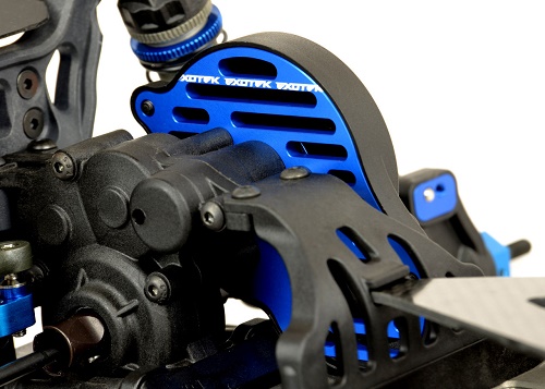 Black aluminium Flite vented motor plate (Associated B5, B5M, T5M or SC5M)