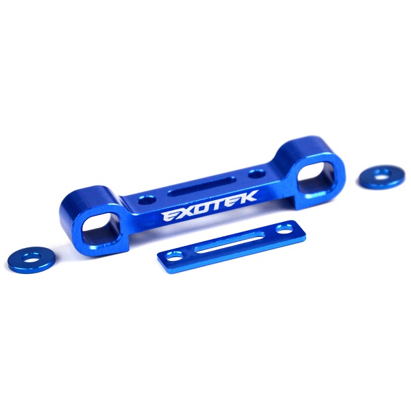 Blue aluminium rear wishbones hanger with HRC shim (Associated B5M) (D)