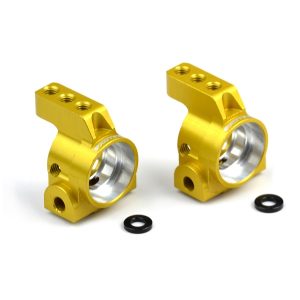 Yellow 7075 aluminium rear hub carriers (TLR 22-4)