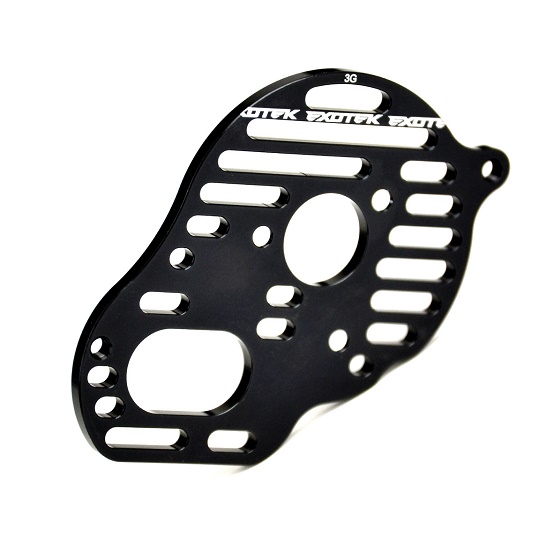 Black aluminium Flite vented motor plate - 3 gear (Associated B5M, T5M or SC5M)