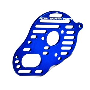 Blue aluminium Flite vented motor plate - 3 gear (Associated B5M, T5M or SC5M)