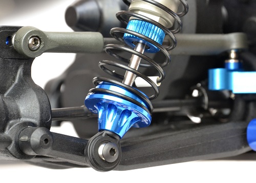 Black aluminium +5mm shock spring perches - 4 pcs (Associated B5, B5M or B44.3)