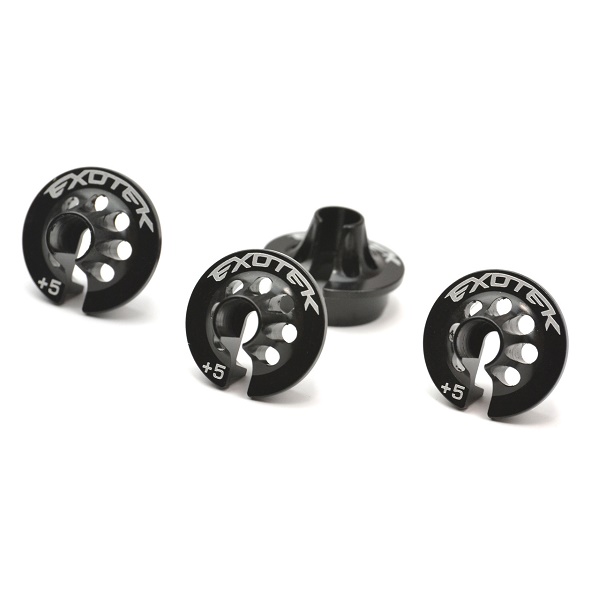 Black aluminium +5mm shock spring perches - 4 pcs (Associated B5, B5M or B44.3)