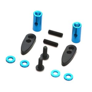 Blue aluminium LIPO posts and hold down tabs (Tamiya EVO5 or EVO6)