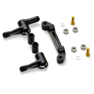 Black 7075 alloy HD complete ballraced steering set (Kyosho Lazer ZX6)